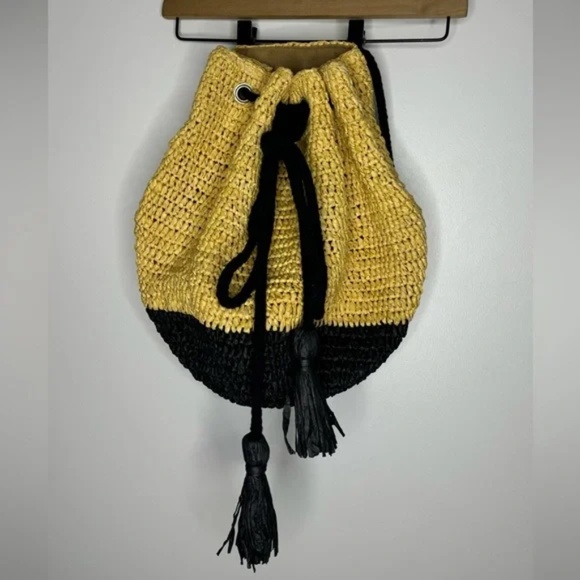 Free People | Hidden Paradise Straw Drawstring Backpack - Picture 1 of 8